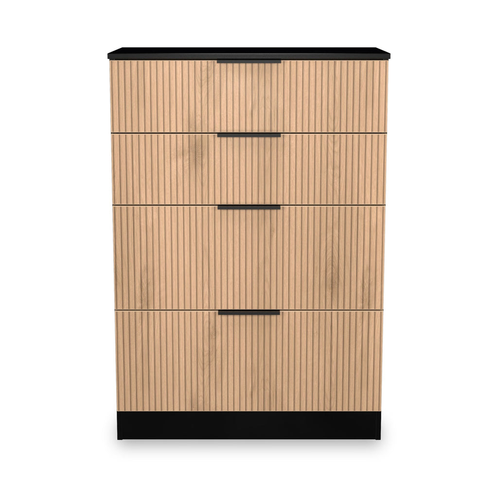 Commode profonde à 4 tiroirs effet lattes Jago