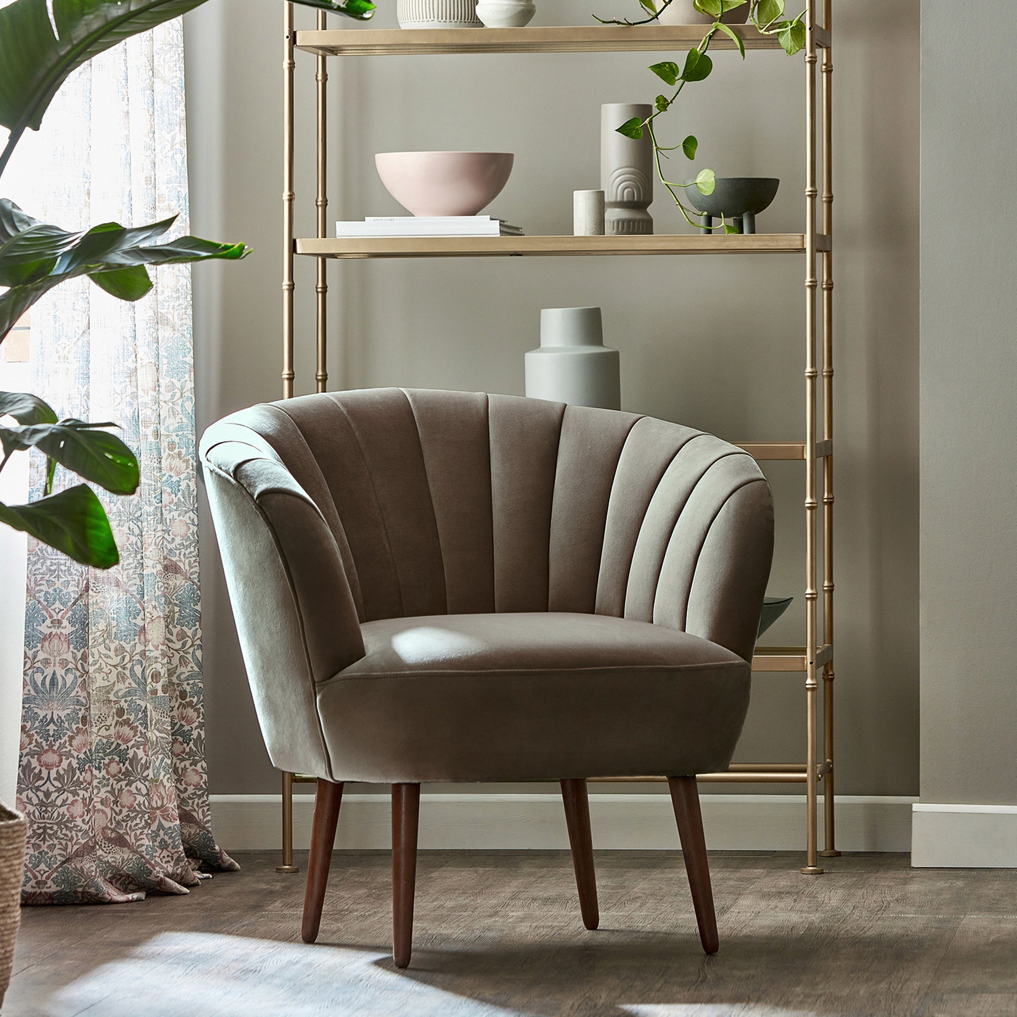 Fauteuil d'appoint en velours Hartwell