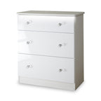 Commode profonde Aria blanche brillante avec éclairage LED, 3 tiroirs