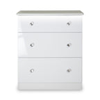 Commode profonde Aria blanche brillante avec éclairage LED, 3 tiroirs