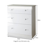 Commode profonde Aria blanche brillante avec éclairage LED, 3 tiroirs