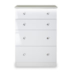 Commode profonde Aria blanche brillante avec éclairage LED, 4 tiroirs