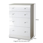 Commode profonde Aria blanche brillante avec éclairage LED, 4 tiroirs