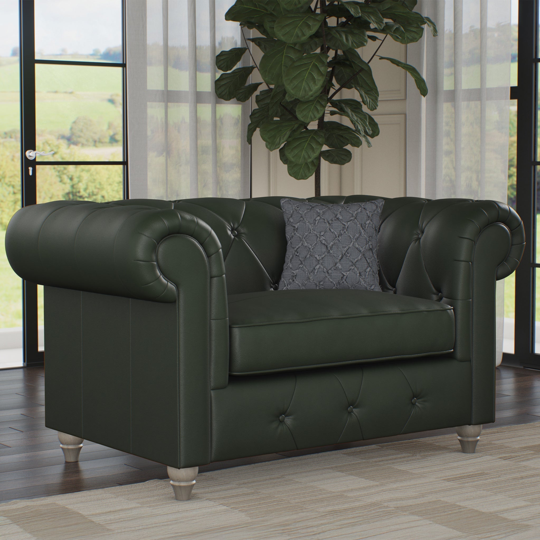 Fauteuil douillet en cuir Everett