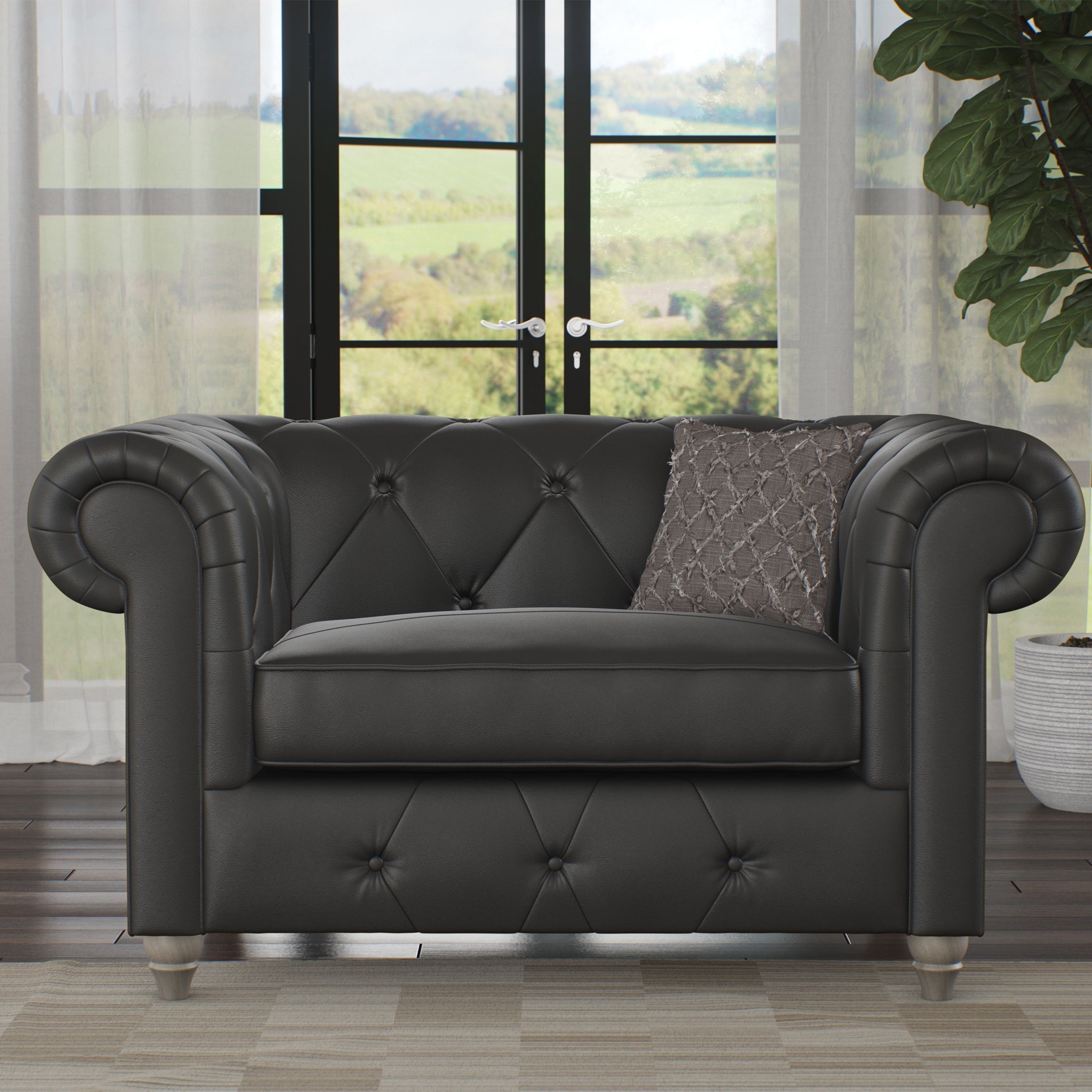 Fauteuil douillet en cuir Everett