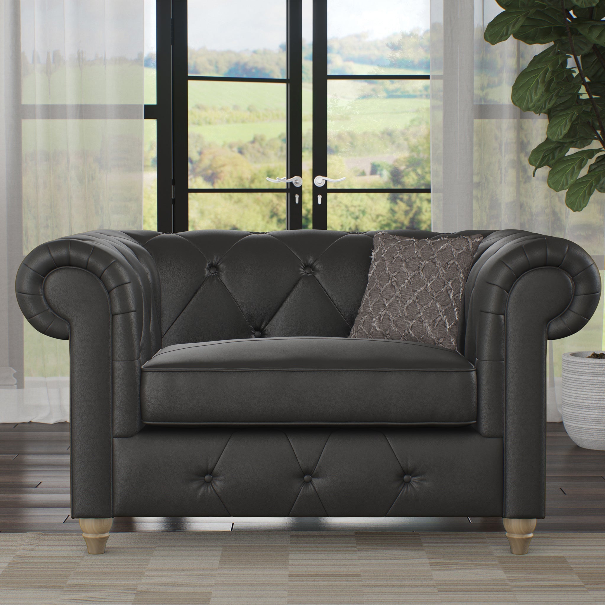 Fauteuil douillet en cuir Everett