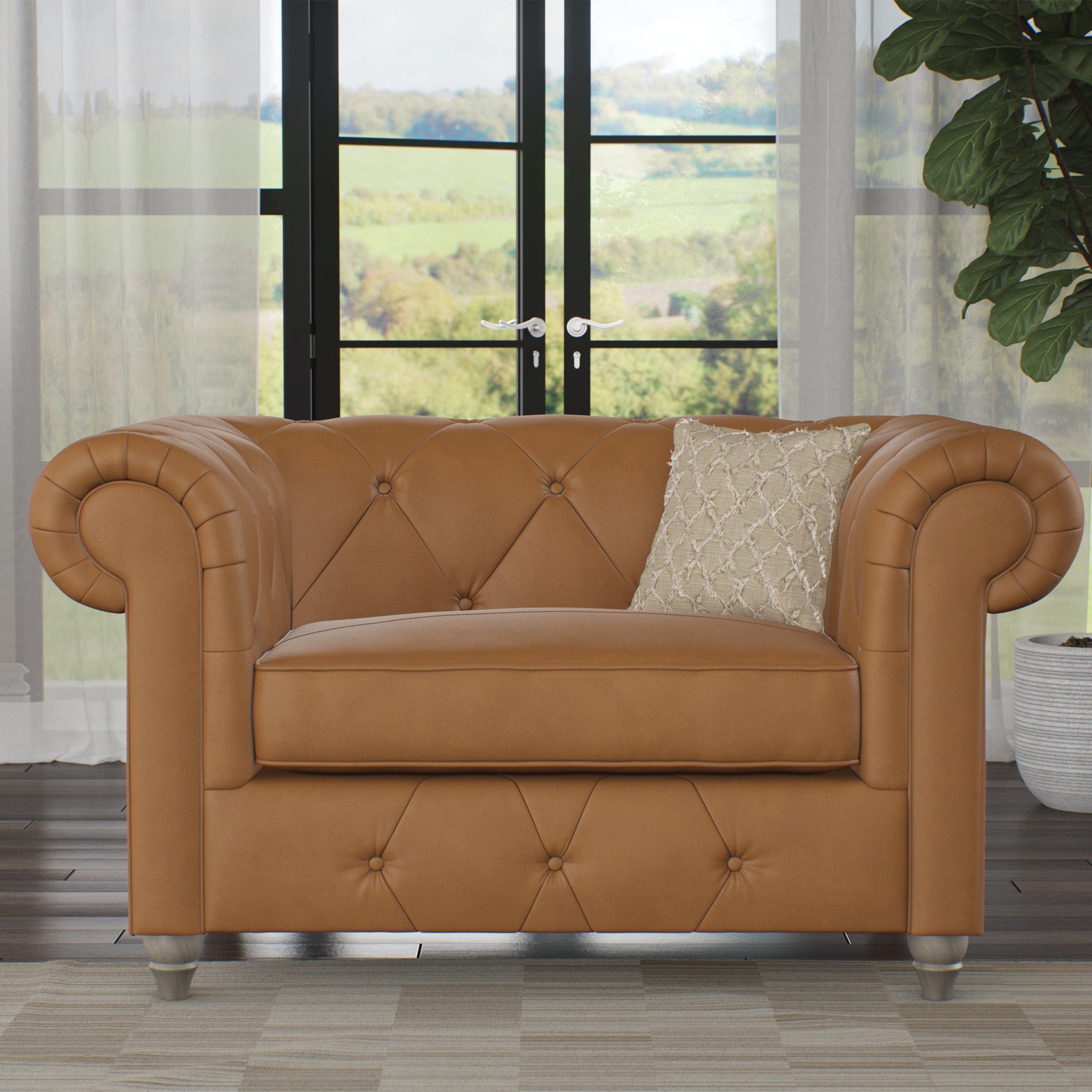 Fauteuil douillet en cuir Everett