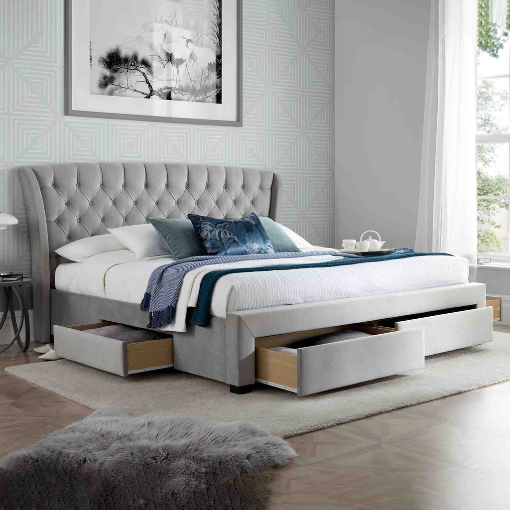 Cadre de lit coffre en velours Stafford