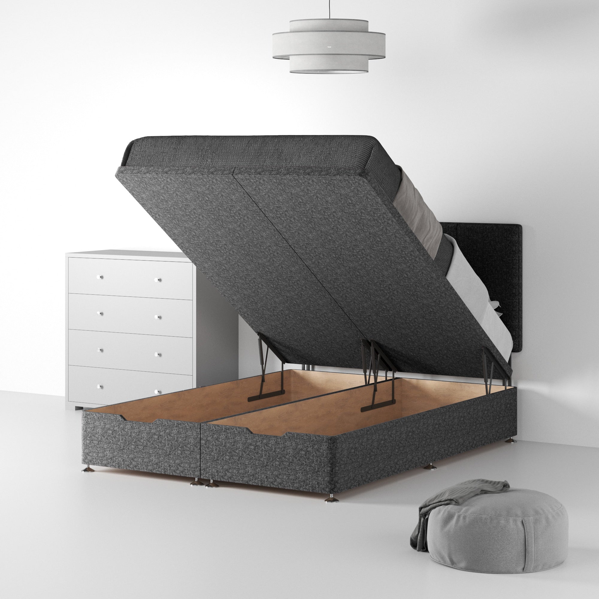 Lit divan et tête de lit en lin Farrow Piano