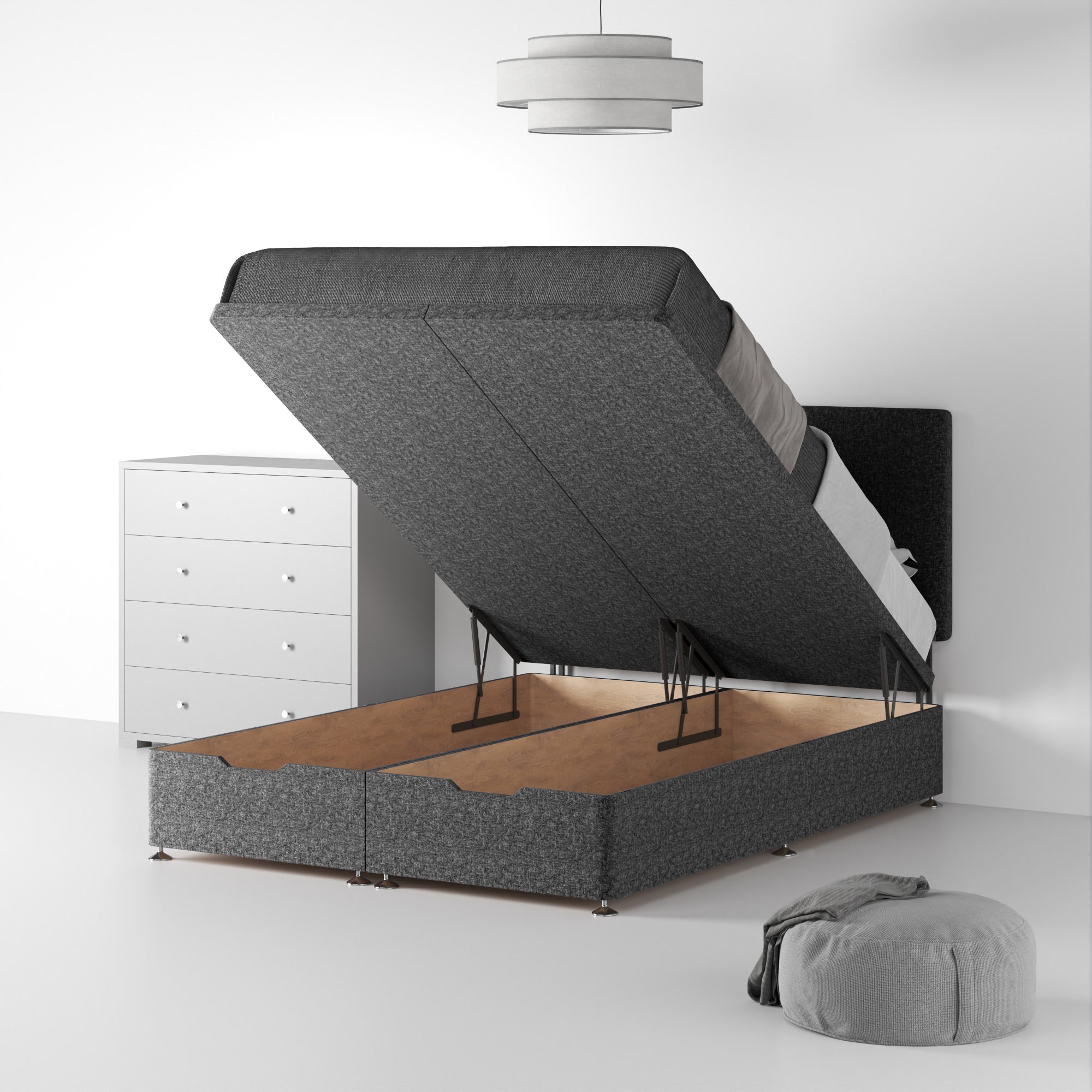 Lit divan ottoman Farrow Standard Linen avec tête de lit