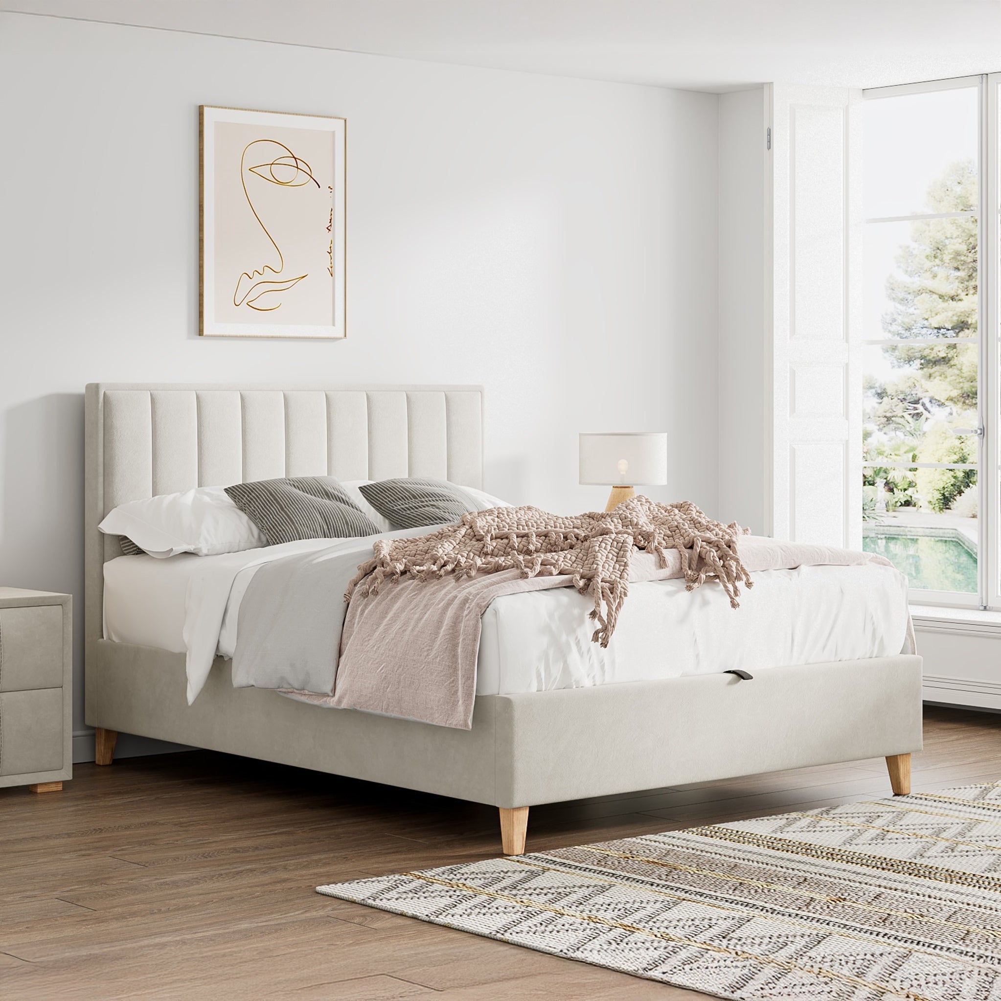 Lit coffre ottoman en velours Marilyn