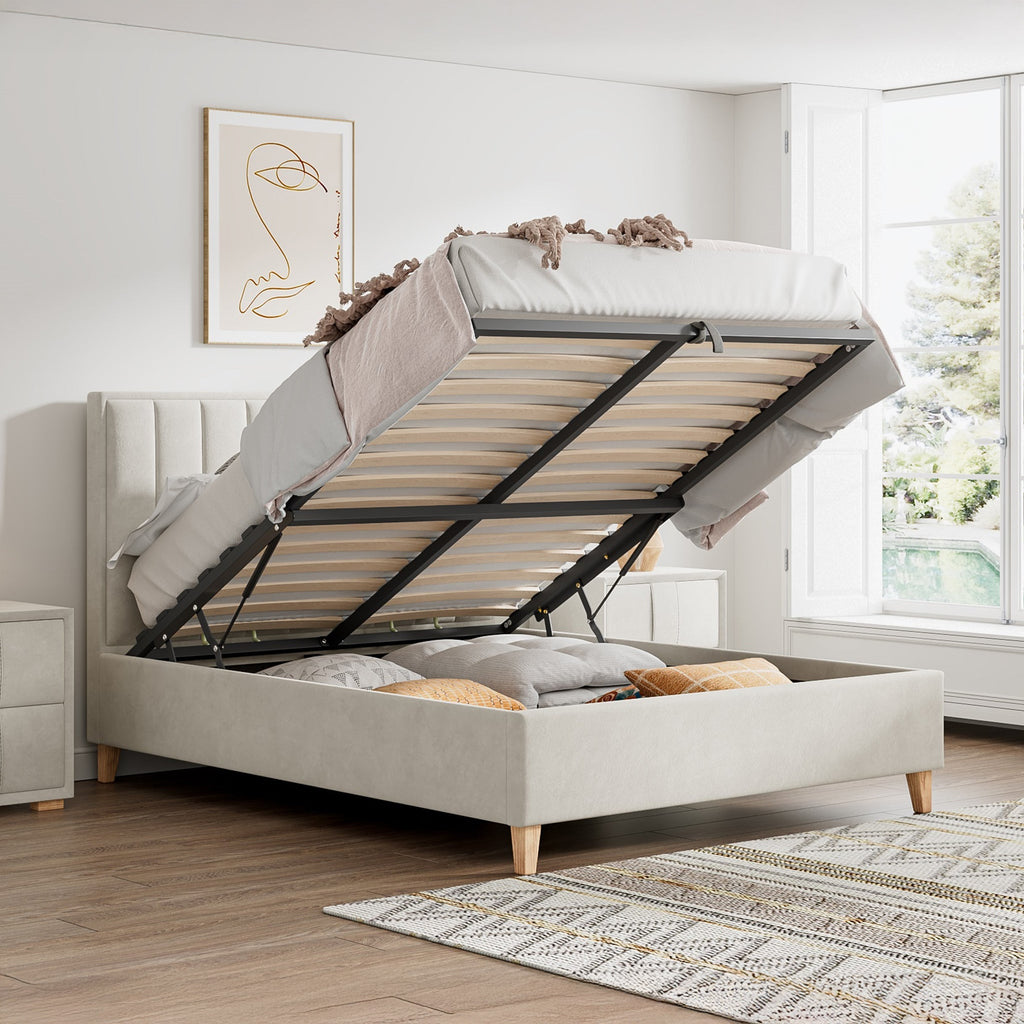 Lit coffre ottoman en velours Marilyn