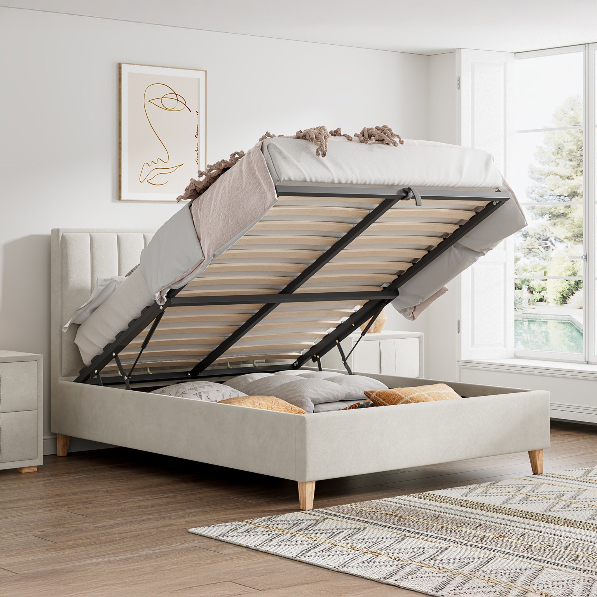 Lit coffre ottoman en velours Marilyn