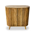 Buffet haut Leo à 2 portes en bois de manguier à lattes