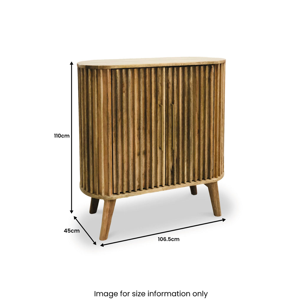 Buffet haut Leo à 2 portes en bois de manguier à lattes