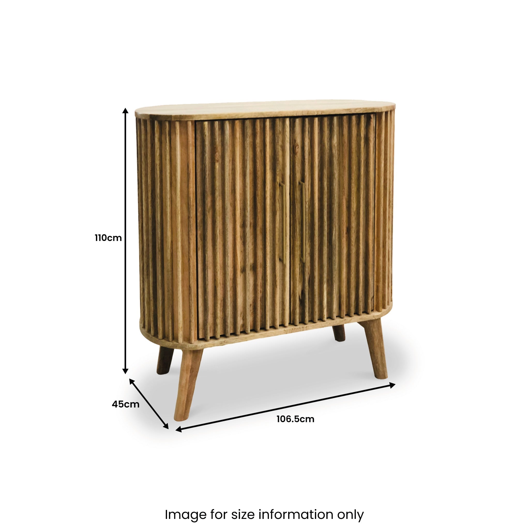 Buffet haut Leo à 2 portes en bois de manguier à lattes