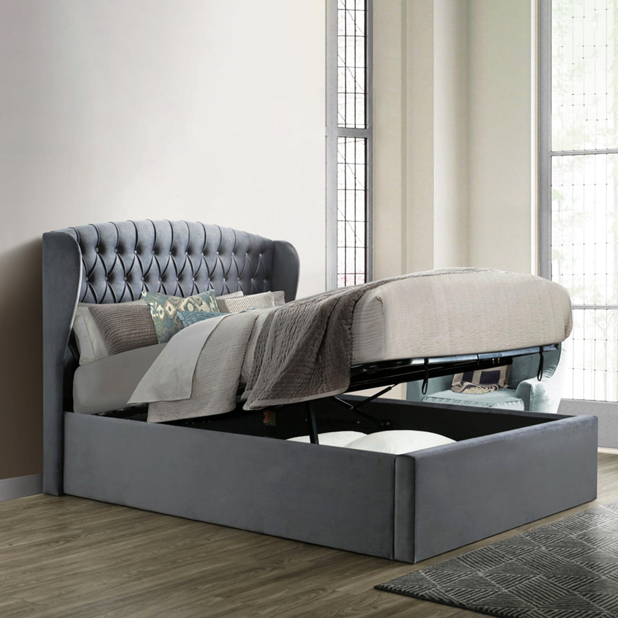 Cadre de lit coffre en velours Sailsbury