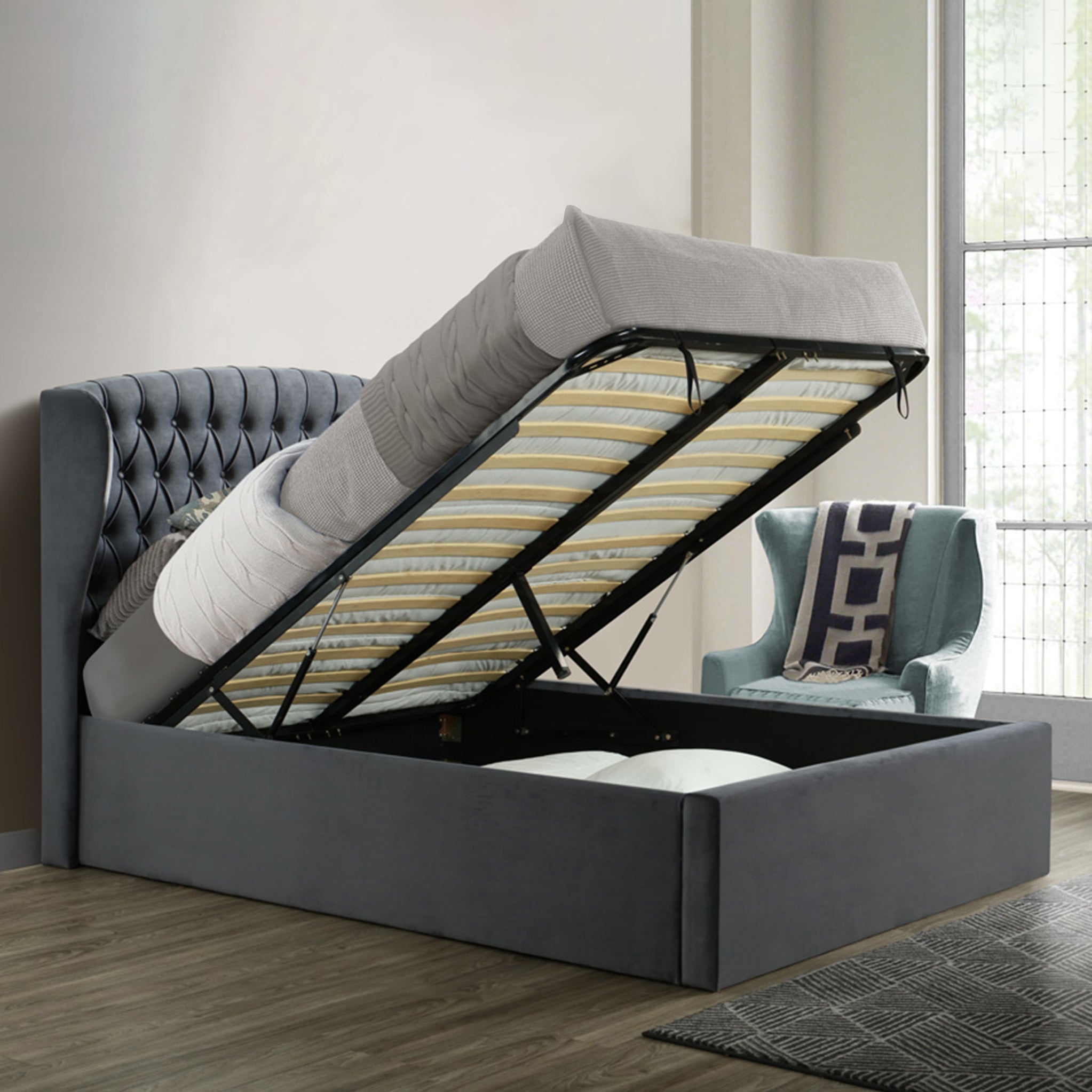 Cadre de lit coffre en velours Sailsbury