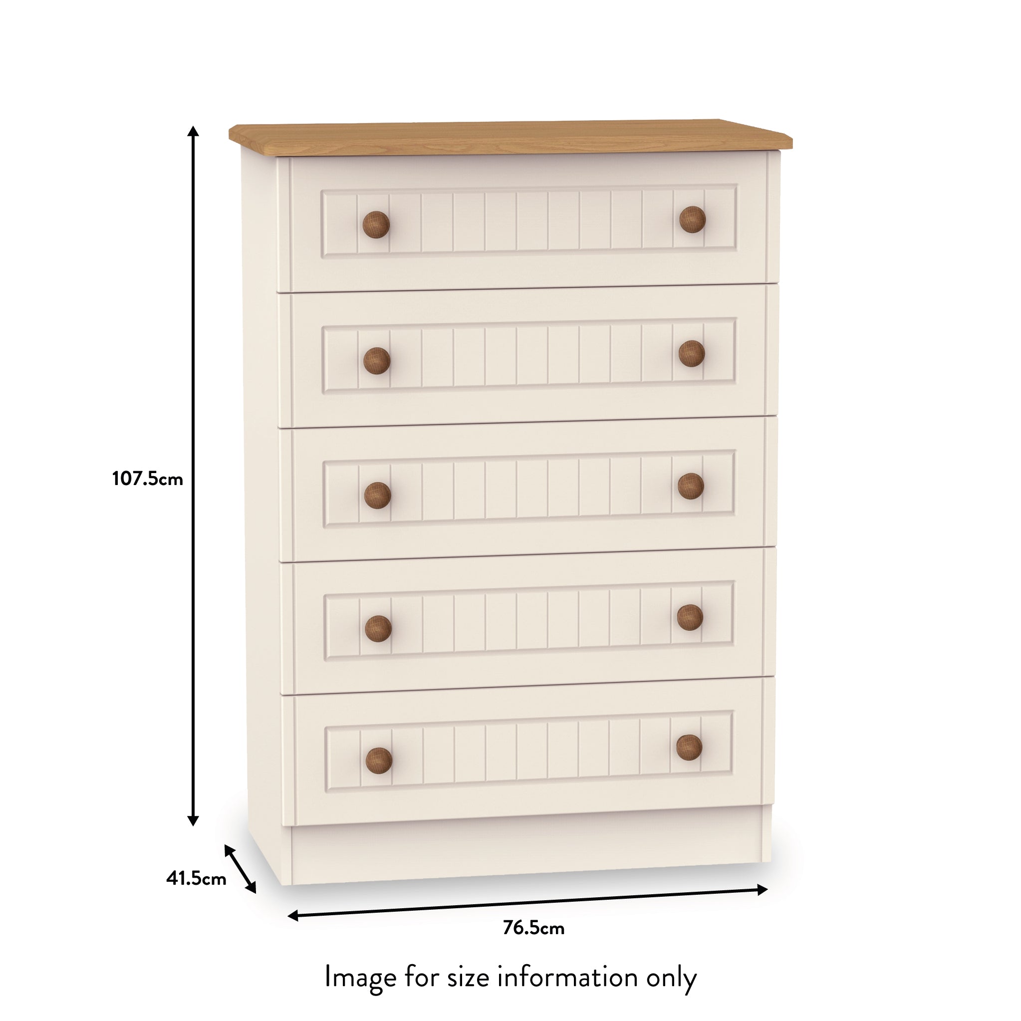 Commode Brixham crème à 5 tiroirs