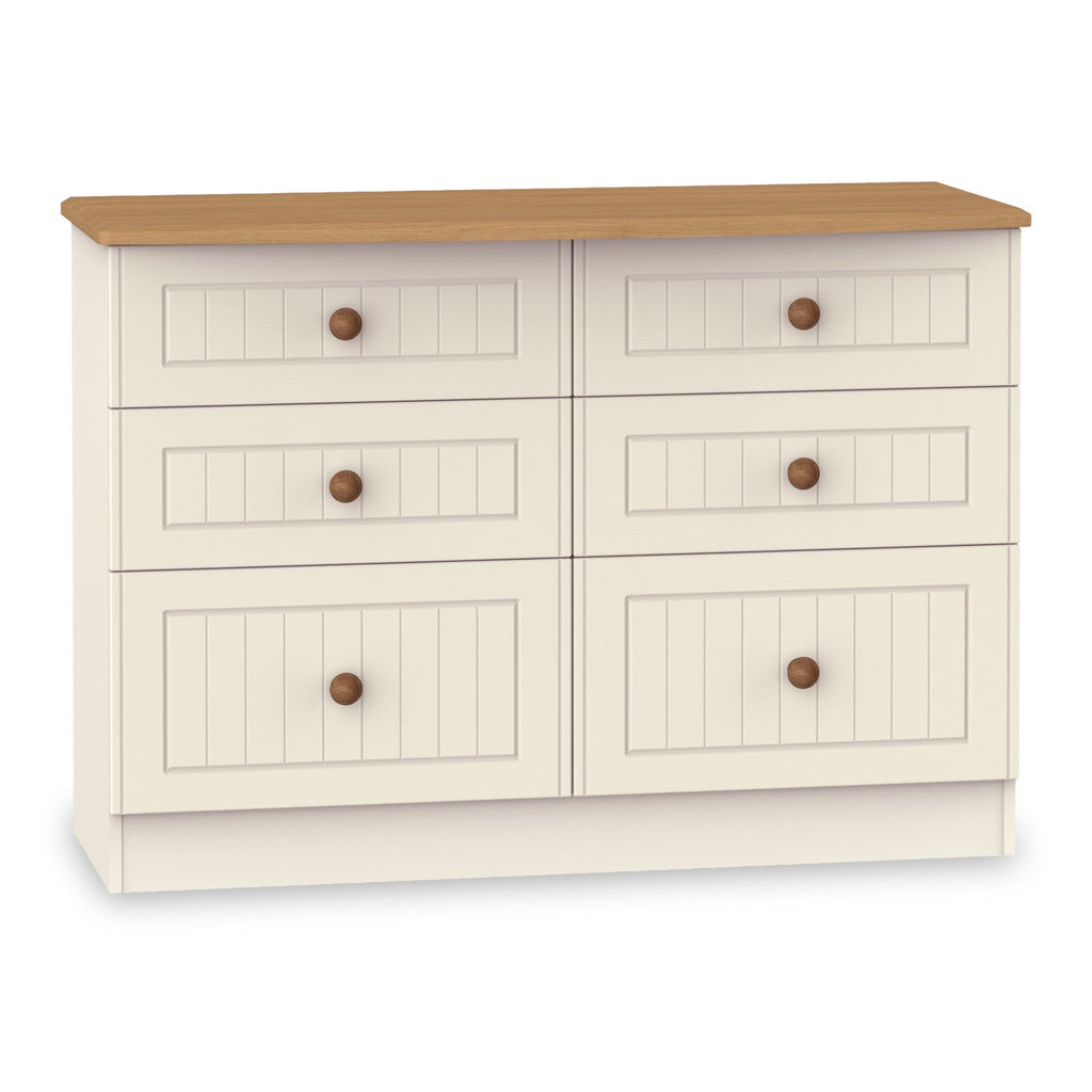 Commode large Brixham crème à 6 tiroirs