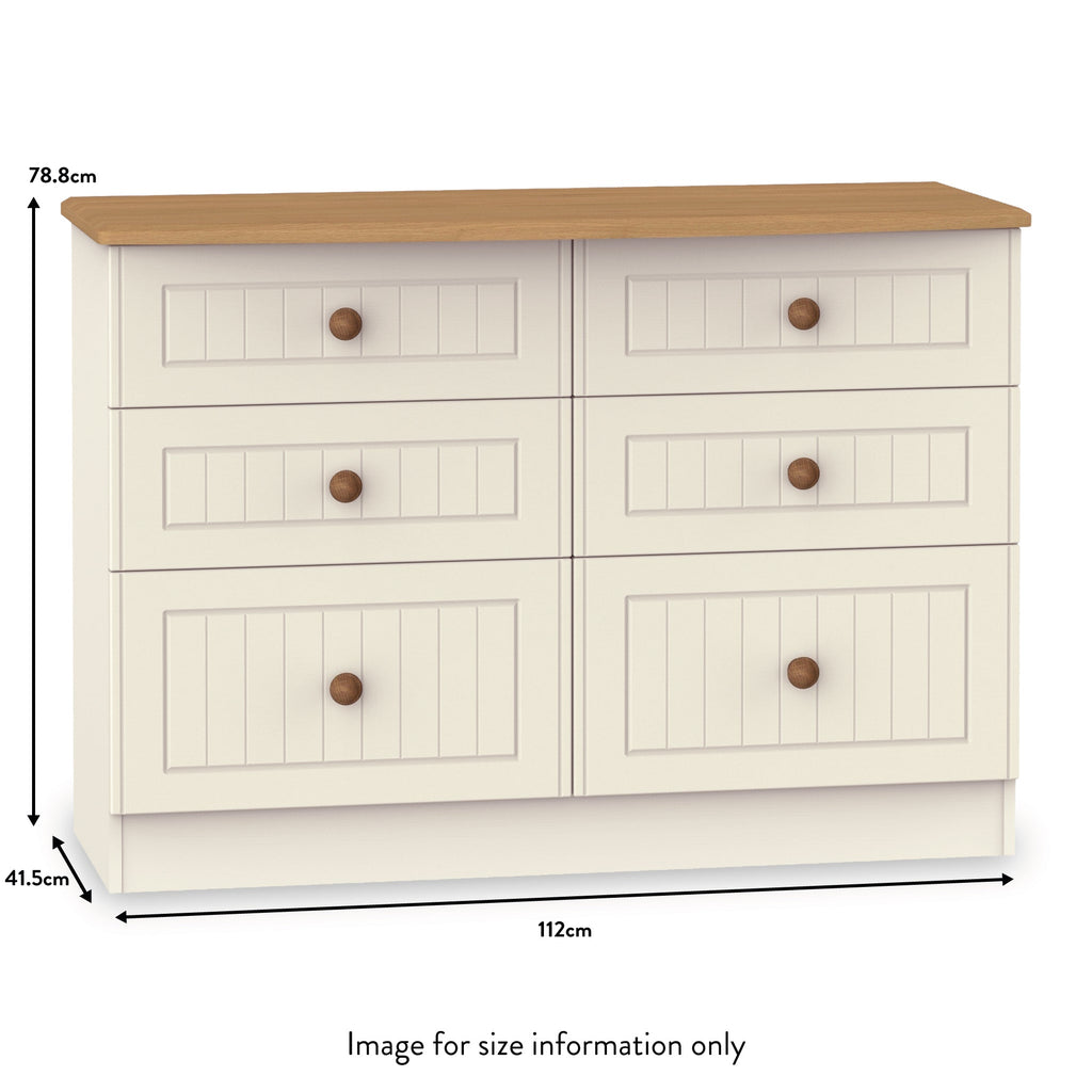 Commode large Brixham crème à 6 tiroirs