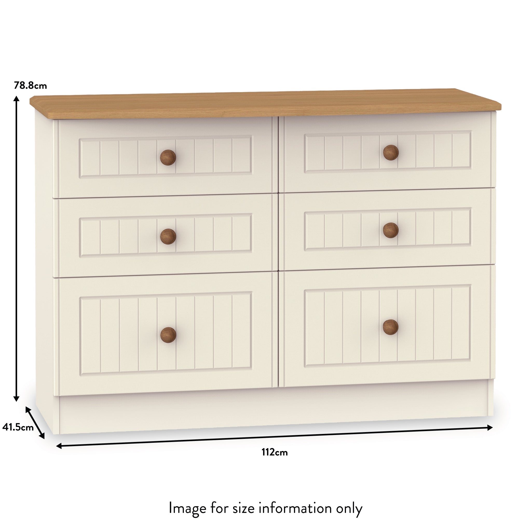 Commode large Brixham crème à 6 tiroirs