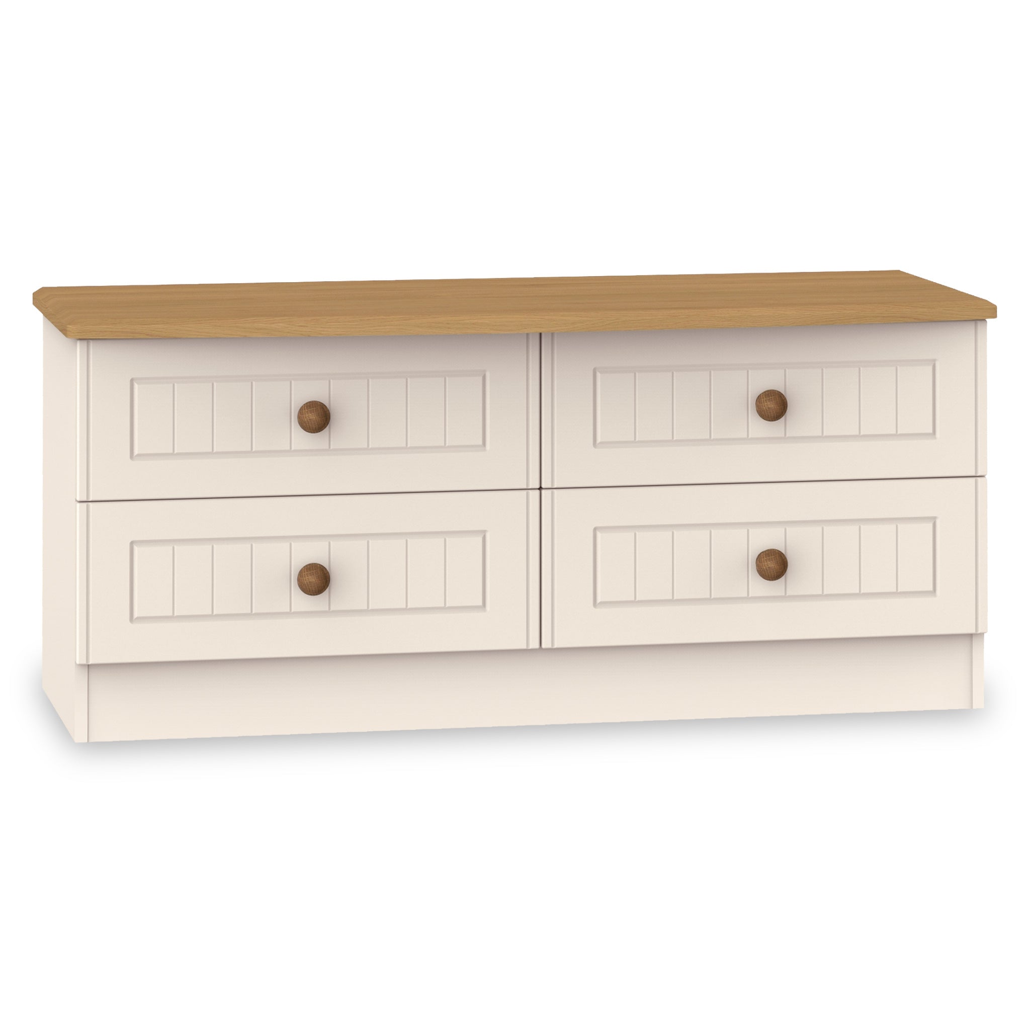 Meuble de rangement bas Brixham crème à 4 tiroirs