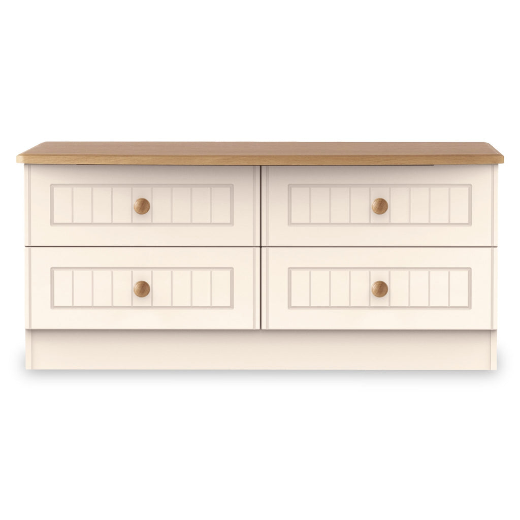 Meuble de rangement bas Brixham crème à 4 tiroirs