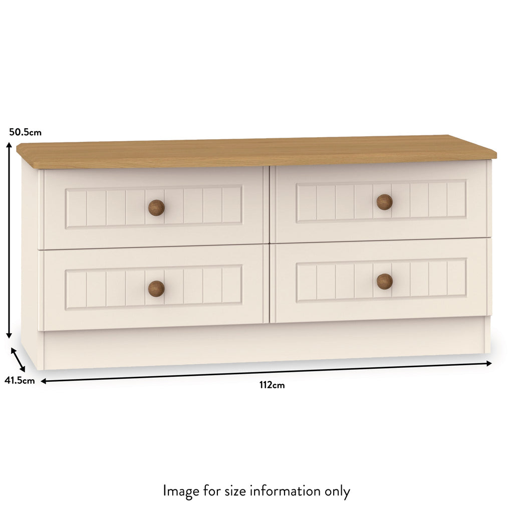 Meuble de rangement bas Brixham crème à 4 tiroirs