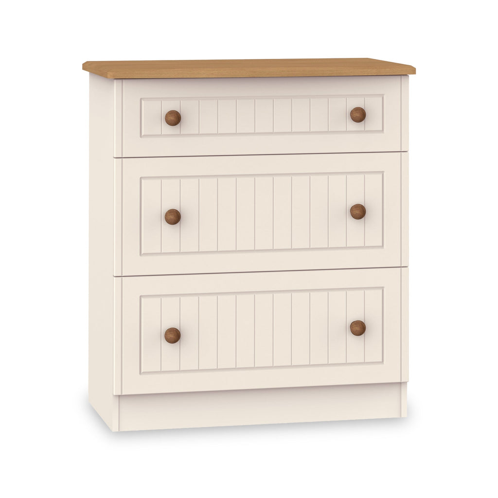 Commode profonde Brixham crème à 3 tiroirs