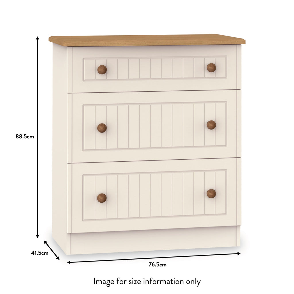 Commode profonde Brixham crème à 3 tiroirs