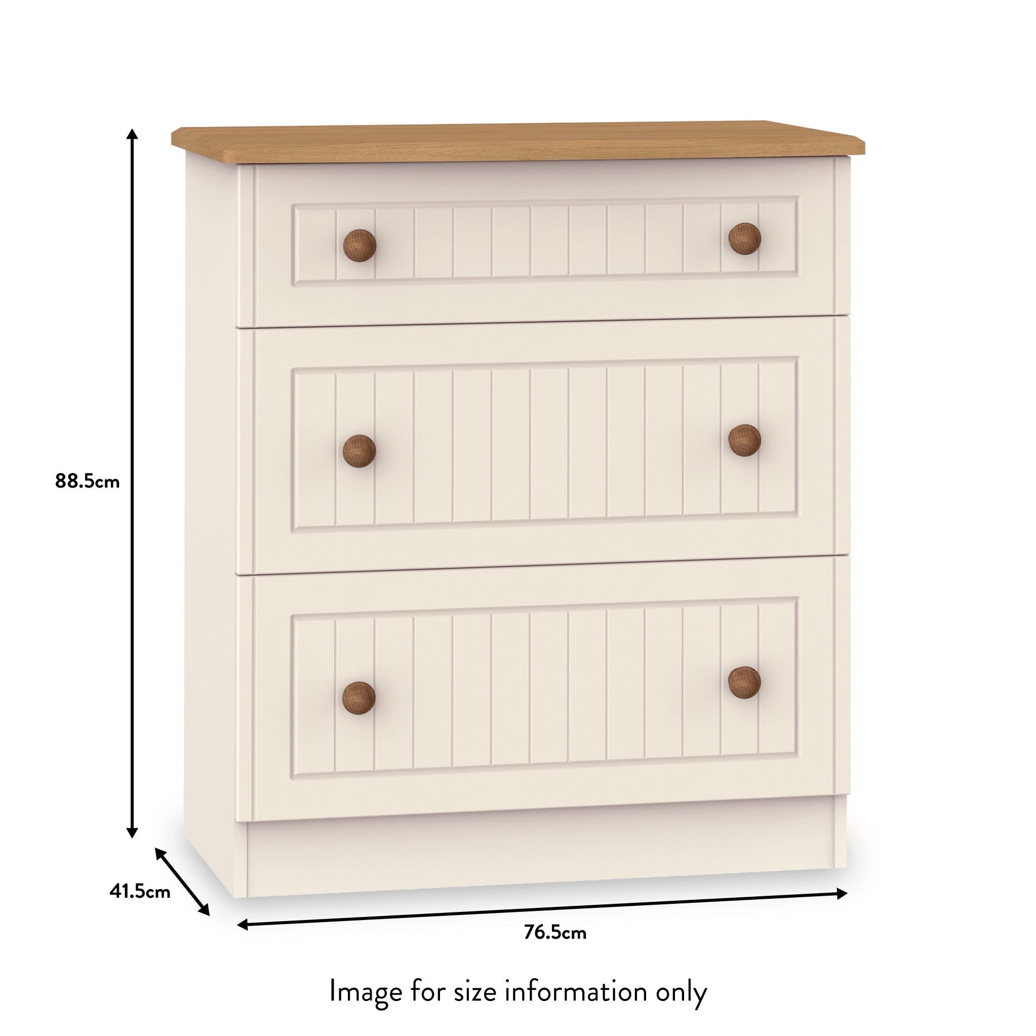 Commode profonde Brixham crème à 3 tiroirs
