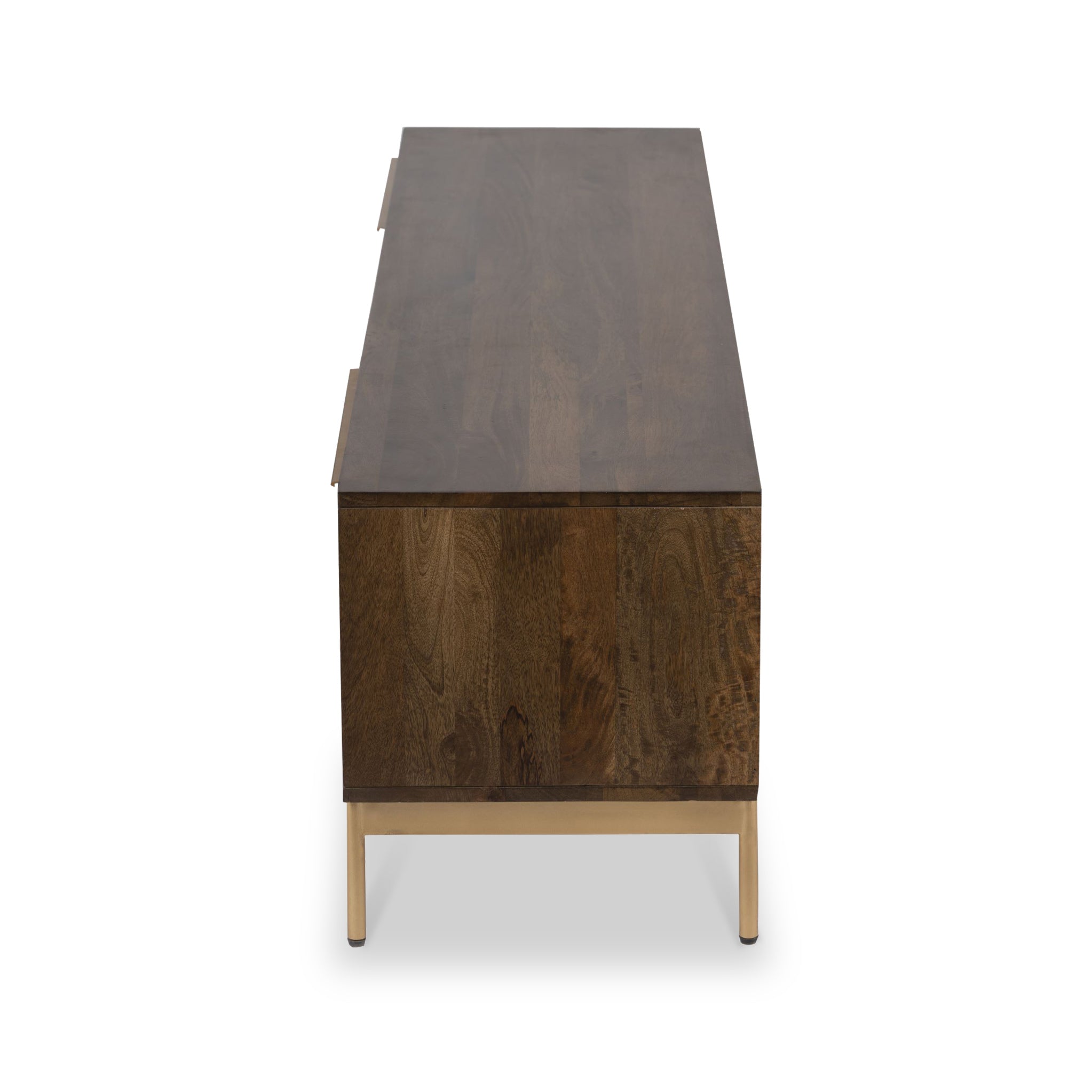 Meuble TV extra large Beau en bois de manguier brun rainuré