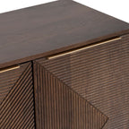 Buffet Beau à 2 portes en bois de manguier brun rainuré