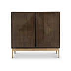 Buffet Beau à 2 portes en bois de manguier brun rainuré