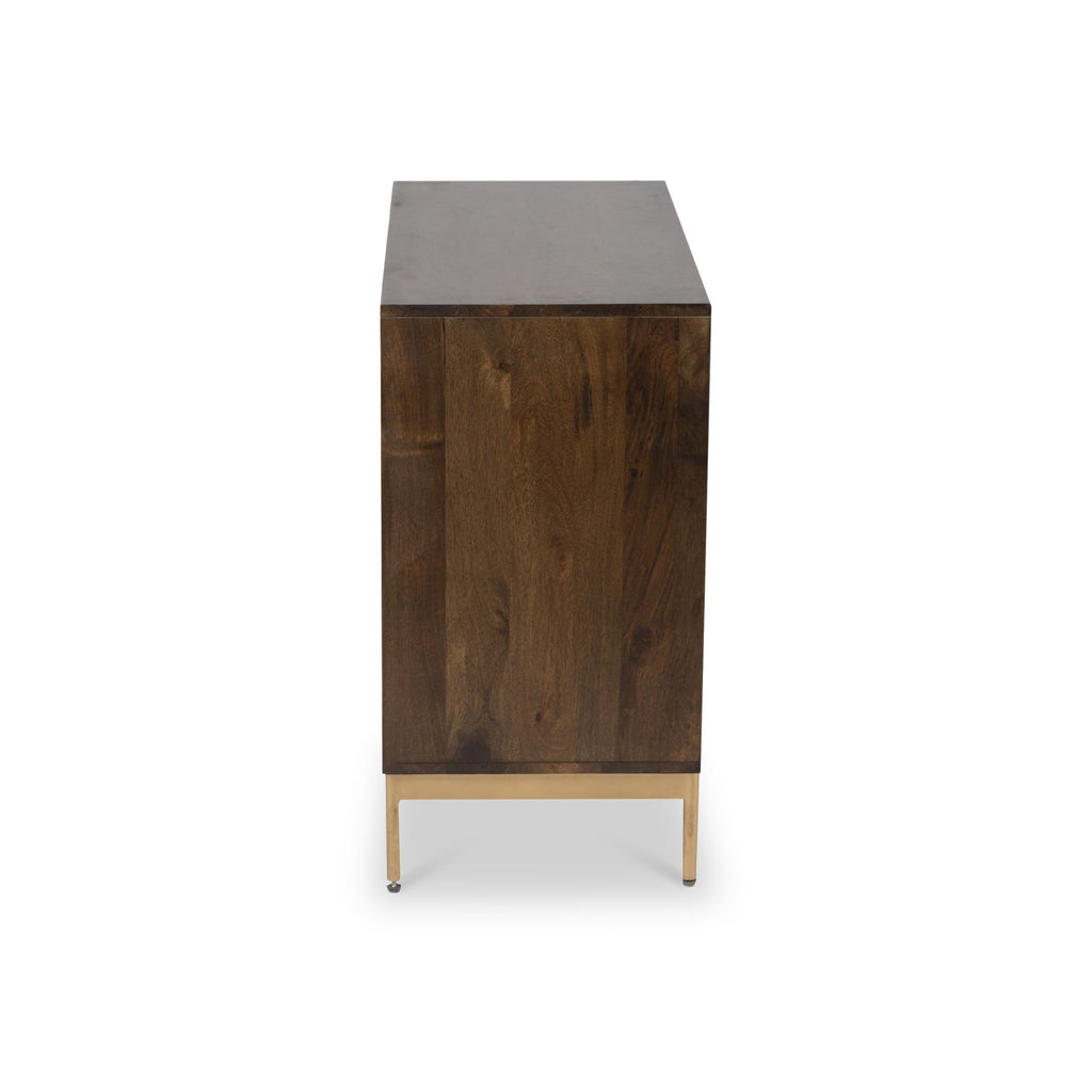 Buffet Beau à 2 portes en bois de manguier brun rainuré