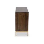 Buffet Beau à 2 portes en bois de manguier brun rainuré