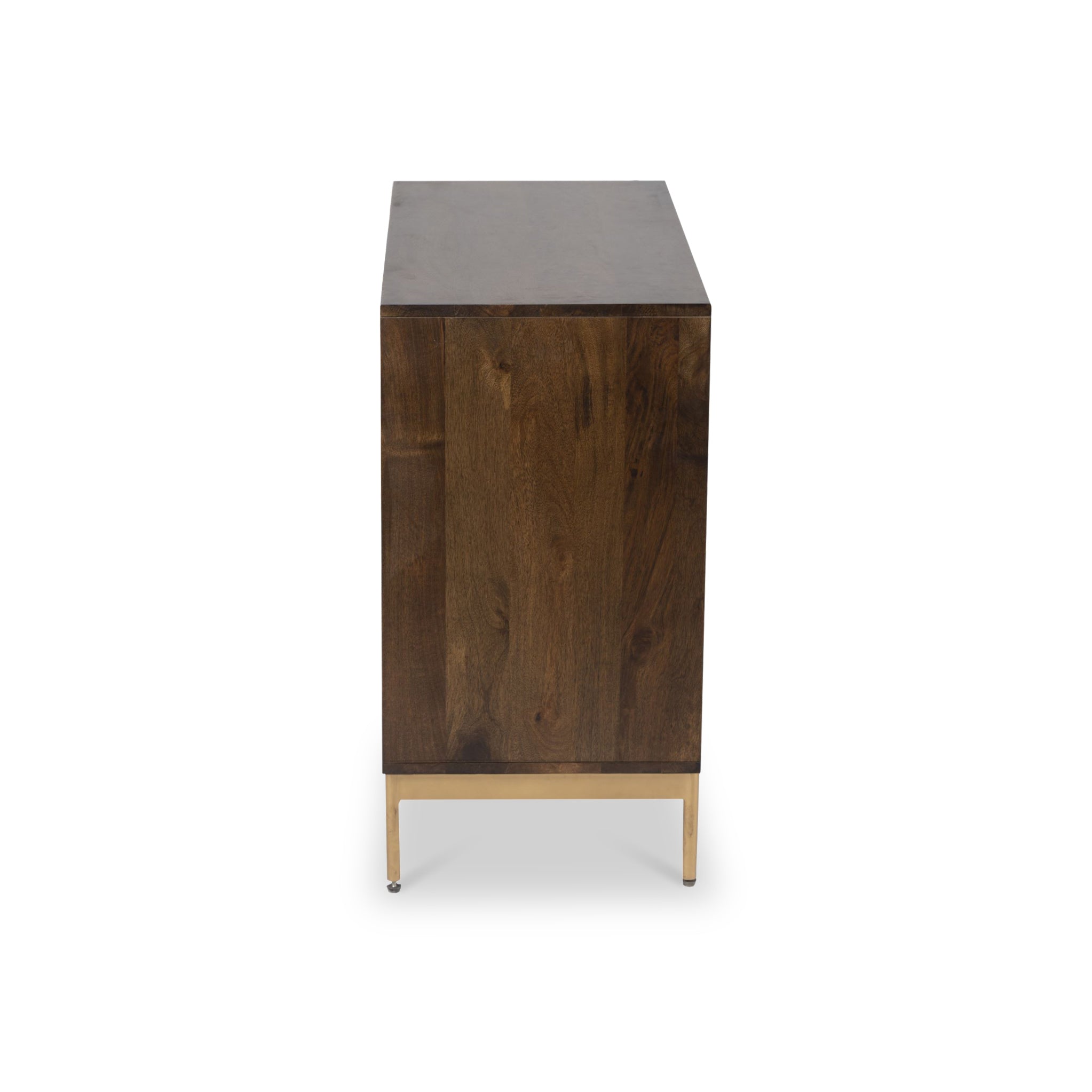 Buffet Beau à 2 portes en bois de manguier brun rainuré