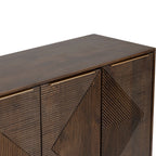 Buffet Beau rainuré en bois de manguier brun à 4 portes