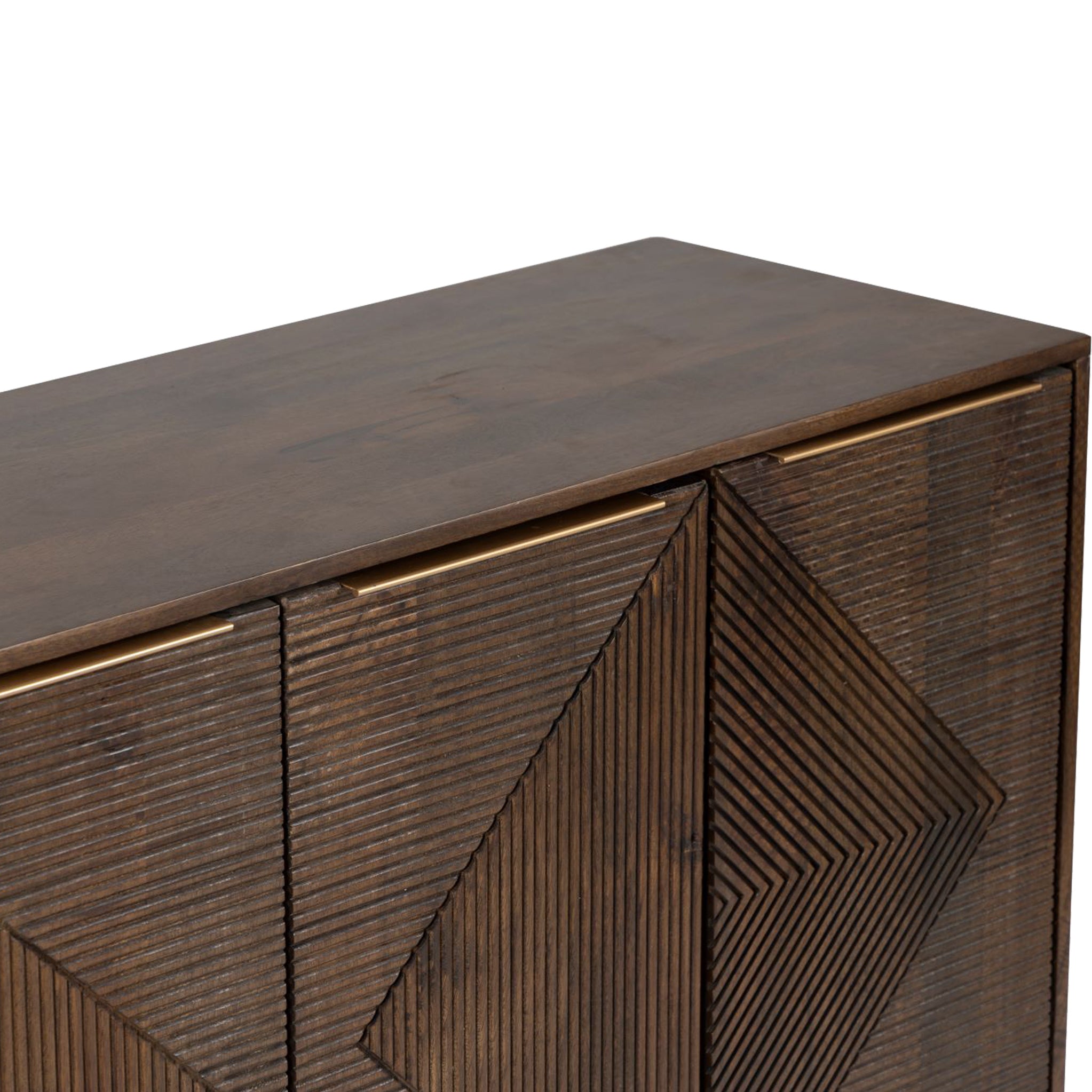 Buffet Beau rainuré en bois de manguier brun à 4 portes