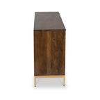 Buffet Beau rainuré en bois de manguier brun à 4 portes