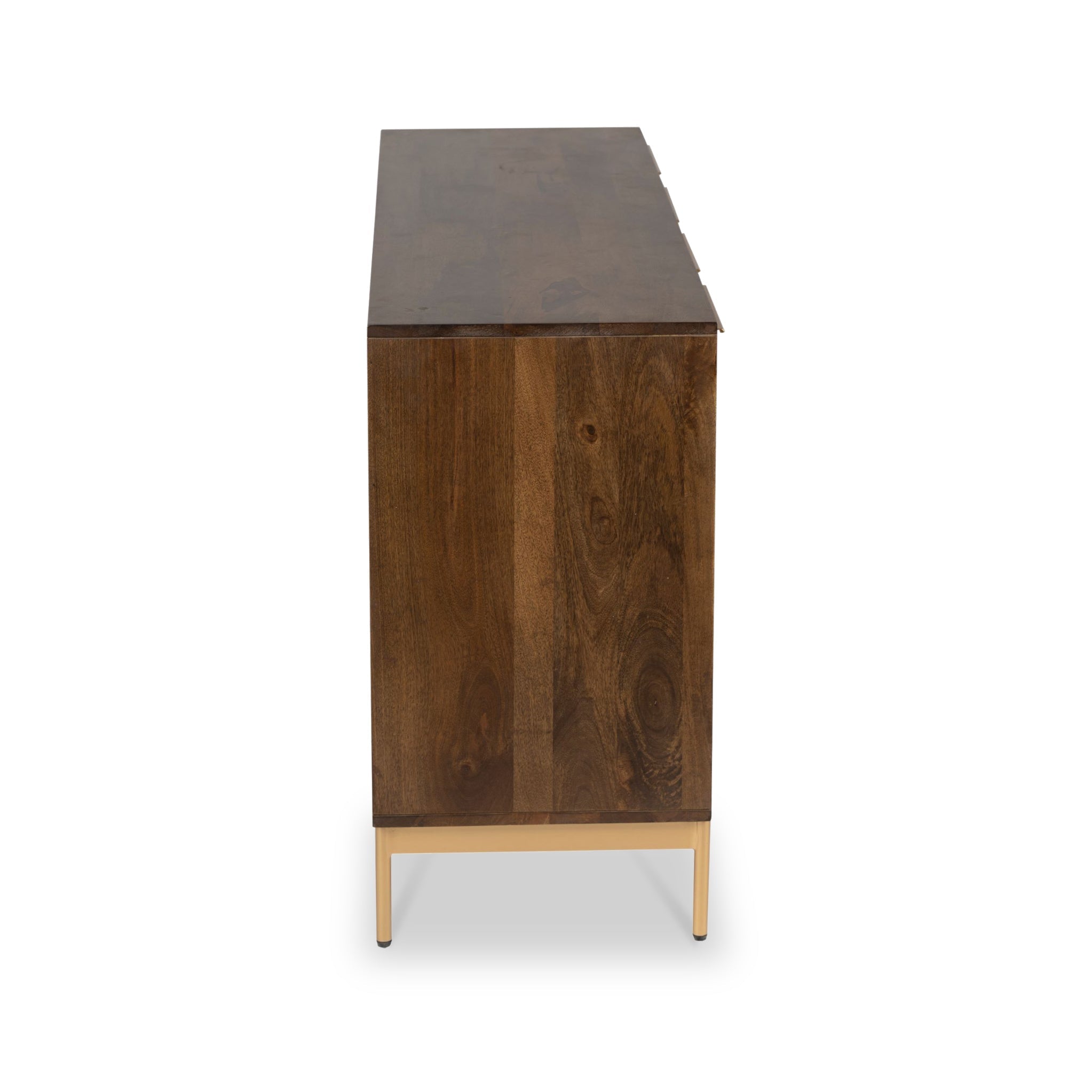 Buffet Beau rainuré en bois de manguier brun à 4 portes