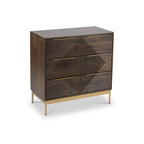 Commode Beau rainurée en bois de manguier brun à 3 tiroirs