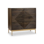 Commode Beau rainurée en bois de manguier brun à 3 tiroirs