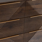 Commode Beau rainurée en bois de manguier brun à 3 tiroirs