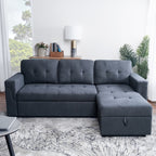 Convertible Reversible Sectional Sofa with Pull-Out Sleeper Bed, Hidden Storage Chaise, and Durable Legs