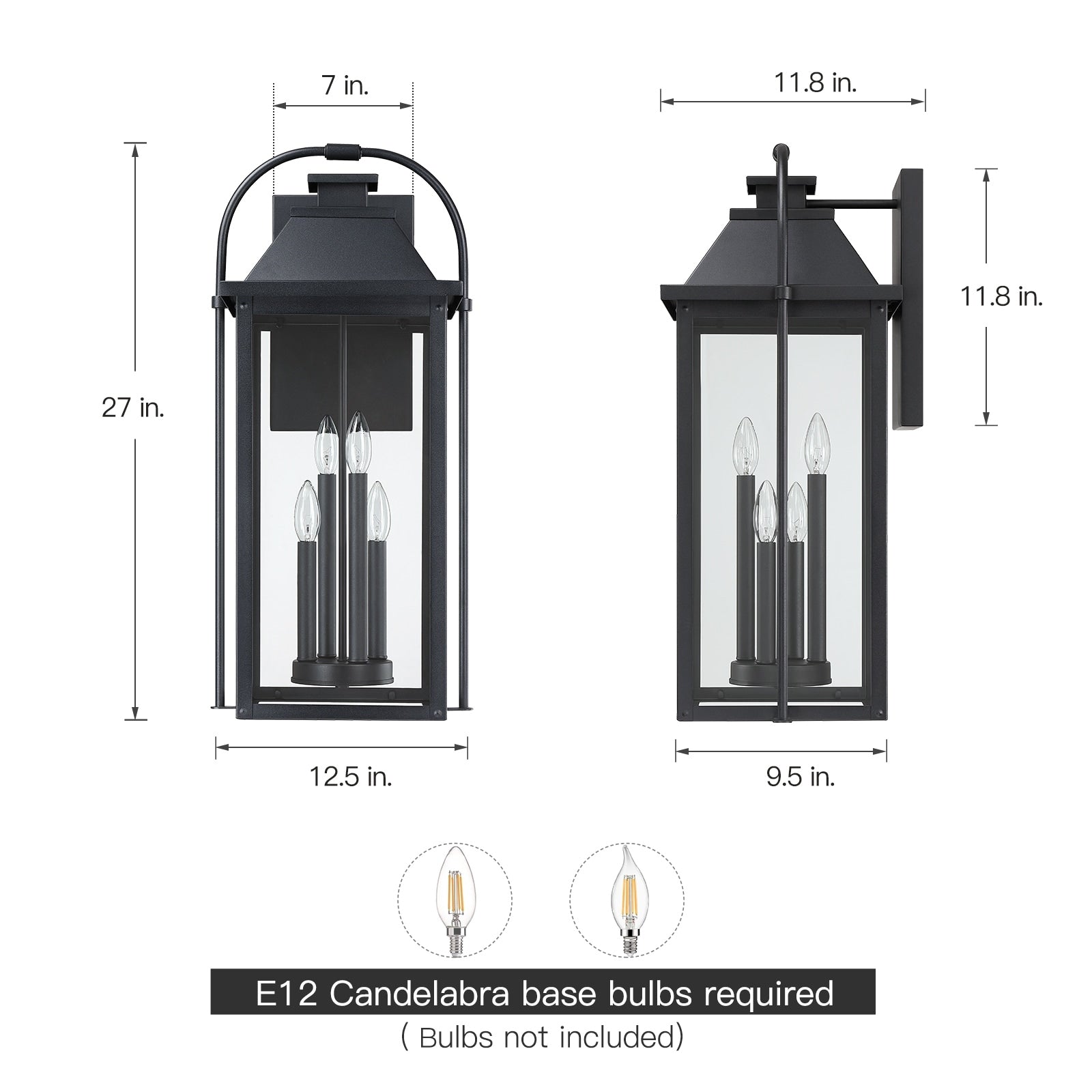 Brits Black Outdoor Wall Lantern Sconce Light