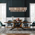 47 in. Smoked Gray and Black Modern Contemporary Crystal Chandelier 2-Tier Linear Kitchen Island Pendant Light for Dining Room