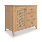 Petit buffet Albany en chêne et rotin
