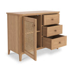 Petit buffet Albany en chêne et rotin